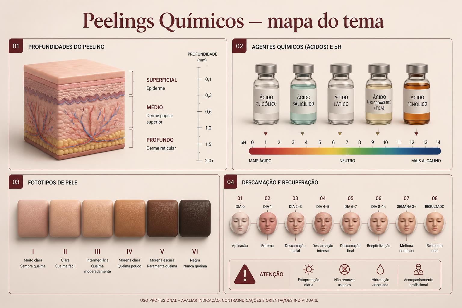 Prancha mapa do tema da apostila Peelings Químicos