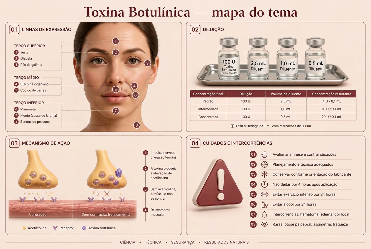 Prancha mapa do tema da apostila Toxina Botulínica
